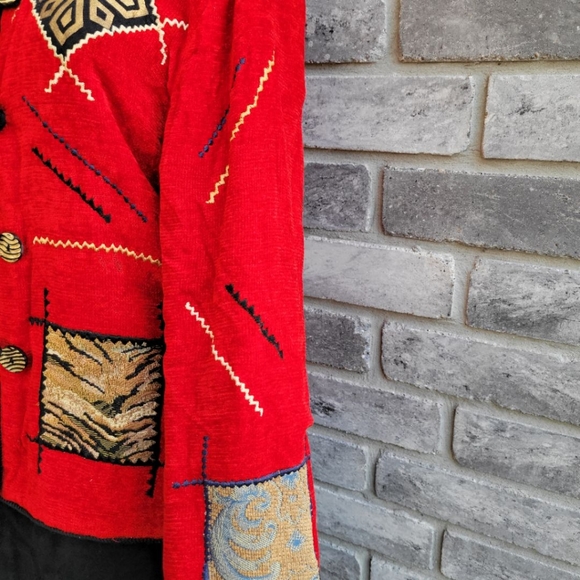 Red Tapestry patchwork jacket - Picture 2 of 7